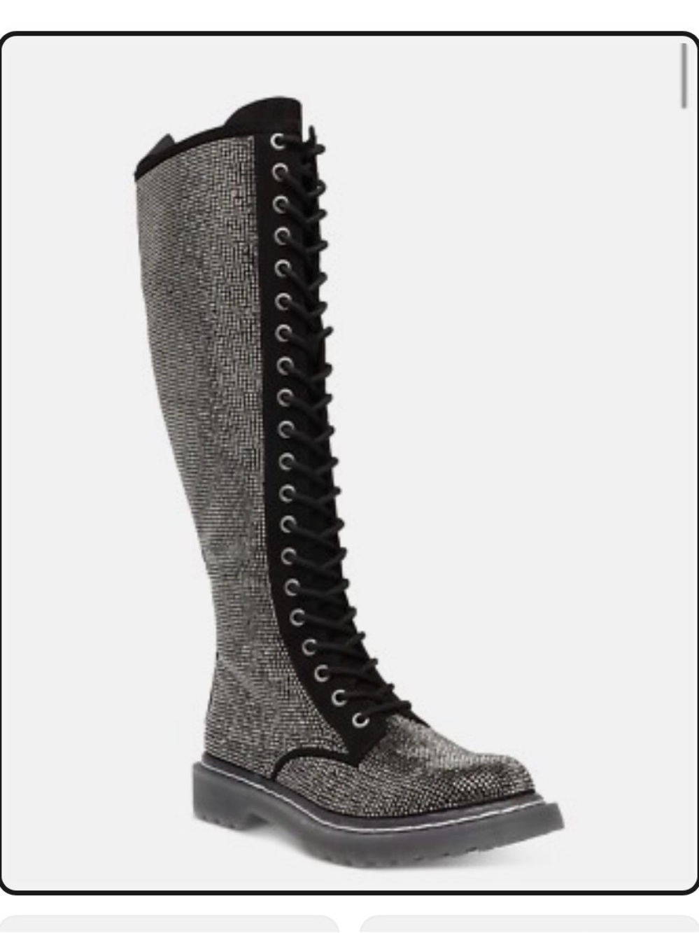 Women’s Black Glitter Lace-Up Mid-Calf Boots